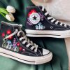 Embroidered Blue Mushroom Converse High Tops