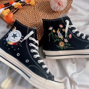 Embroidered Chuck Taylors 1970s - Y2K Clothing