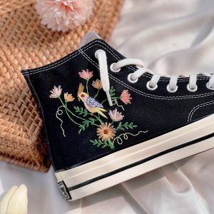 Embroidered Chuck Taylors 1970s - Y2K Clothing