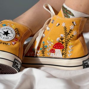 Embroidered Converse Hi Tops - Y2K Clothing