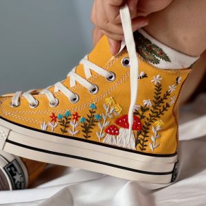 Embroidered Converse Hi Tops - Y2K Clothing