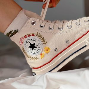 Embroidered Converse High Tops - Y2K Clothing