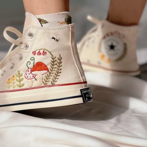 Embroidered Converse High Tops - Y2K Clothing