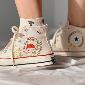 Embroidered Converse High Tops - Y2K Clothing