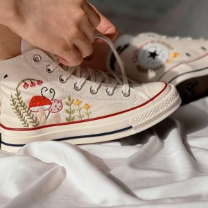 Embroidered Converse High Tops - Y2K Clothing