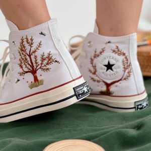 Embroidered Converse High Tops - Y2K Clothing