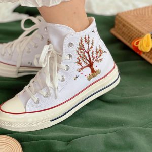 Embroidered Converse High Tops - Y2K Clothing