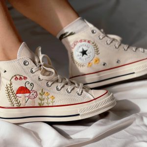 Embroidered Converse High Tops - Y2K Clothing