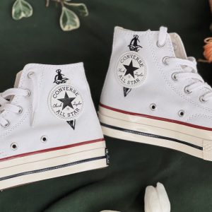 Embroidered Converse High Tops with Custom Mushroom Embroidery