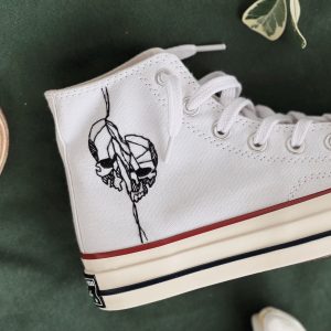 Embroidered Converse High Tops with Custom Mushroom Embroidery