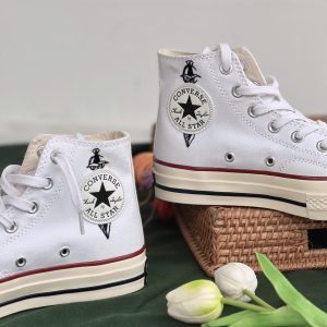 Embroidered Converse High Tops with Custom Mushroom Embroidery