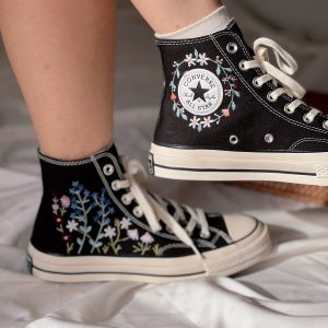 Embroidered Converse High Tops with Floral Design