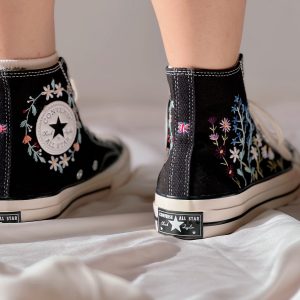 Embroidered Converse High Tops with Floral Design