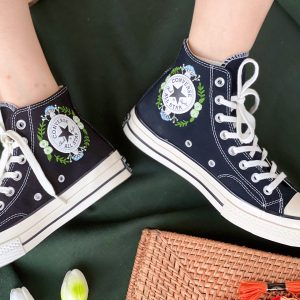 Embroidered Converse High Tops with Mushroom Design