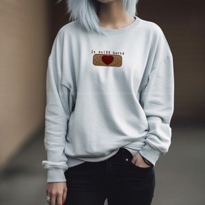 Embroidered Hurt Heart Sweatshirt - Menhera Kawaii Clothing