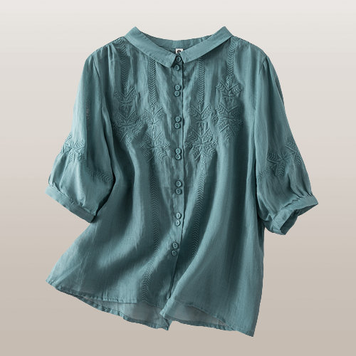 Embroidered Loose Blouse Women Shirt - Y2K Clothing