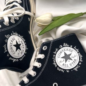 Embroidered Mushroom Flower Converse High Tops