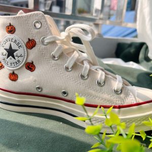 Embroidered Pumpkin Converse High Tops - Y2K Clothing