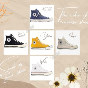 Embroidered Rose Logo Wedding Converse High Tops