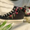 Embroidered Rose Logo Wedding Converse High Tops