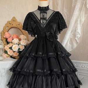 Fairy White Lace Lolita Dress with Bow Accent