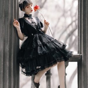 Fairy White Lace Lolita Dress with Bow Accent