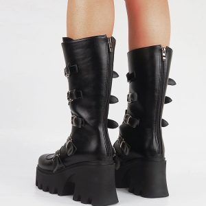 Flame Rivet High Platform Handmade Vegan Boots