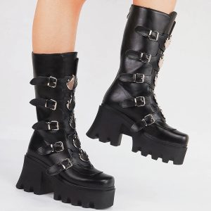 Flame Rivet High Platform Handmade Vegan Boots