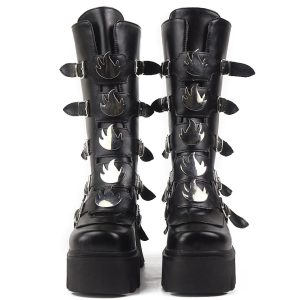 Flame Rivet High Platform Handmade Vegan Boots