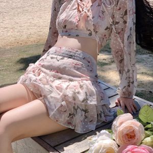 Floral Backless 2 Piece Dress Set - Y2K Fashion