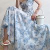 Floral Blue Rose Fairy Tulle Maxi Dress