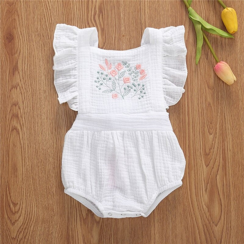 Floral Embroidered Baby Girl Romper | Summer Girl Outfit