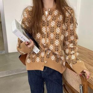 Floral Pattern Women's Fall/Winter Cardigan