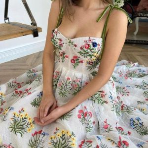 Floral Print A-Line Dress for Y2K Fashion