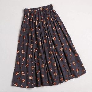 Floral Print Cotton A-Line Skirt - Y2K Fashion