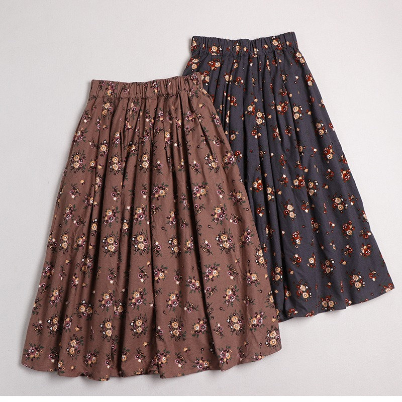 Floral Print Cotton A-Line Skirt - Y2K Fashion