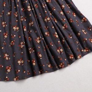 Floral Print Cotton A-Line Skirt - Y2K Fashion