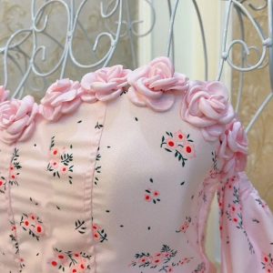 Floral Rose Off Shoulder Summer Crop Top