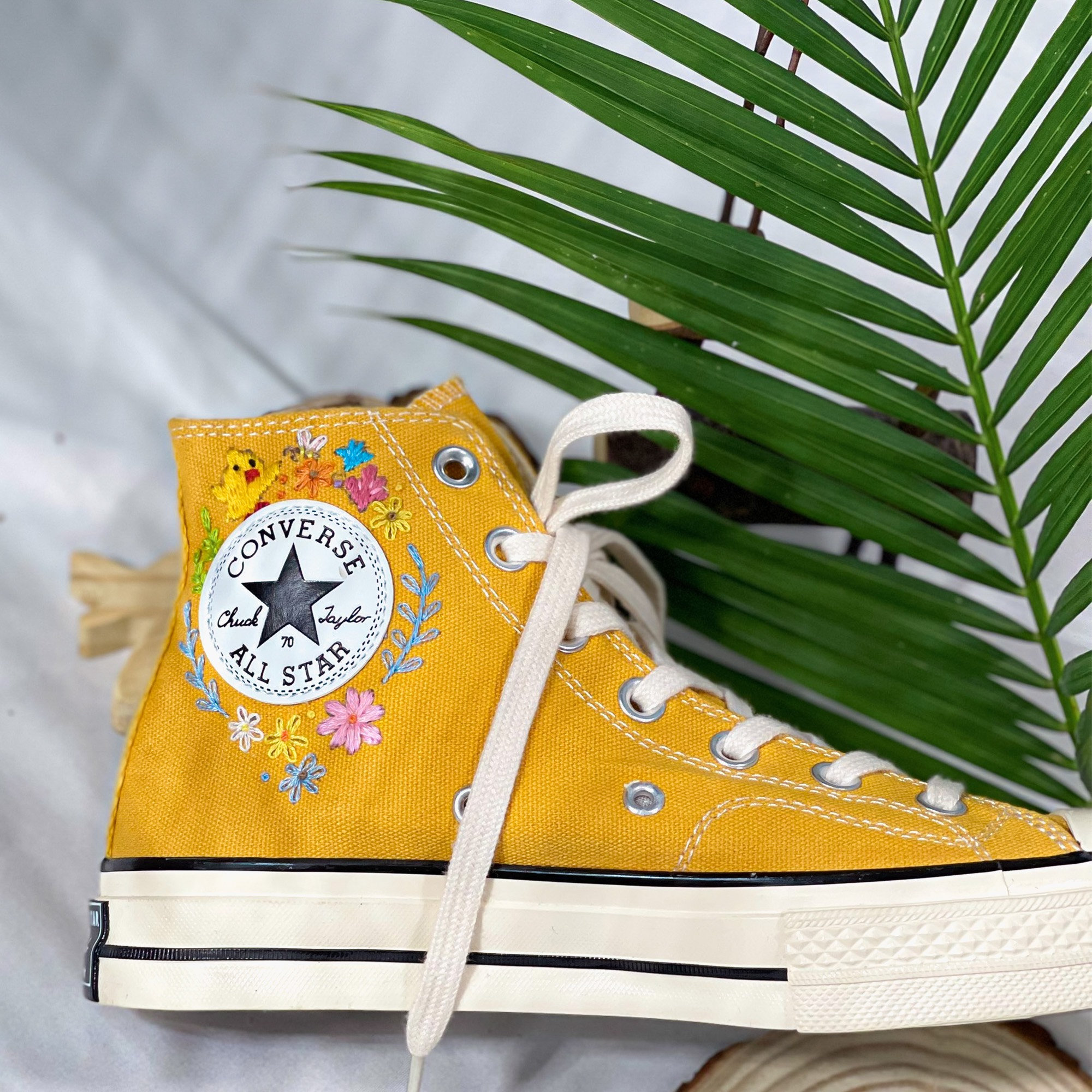 Flower Embroidered Converse Shoes