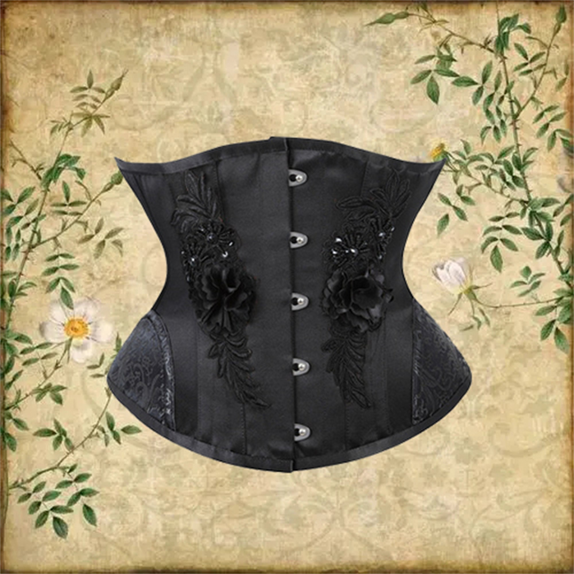 Flower Embroidered Gothic Waist Corset Belt