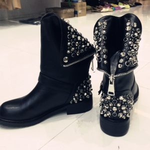 Genuine Leather Gothic Ankle Boots for Women