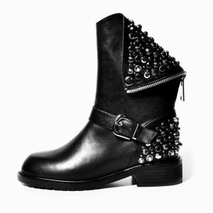 Genuine Leather Gothic Ankle Boots for Women