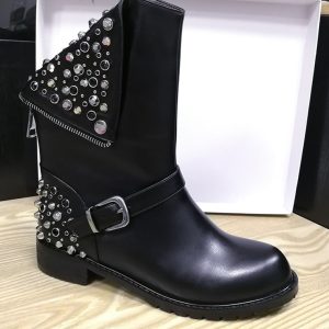 Genuine Leather Gothic Ankle Boots for Women