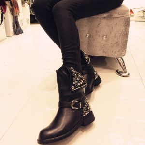 Genuine Leather Gothic Ankle Boots for Women