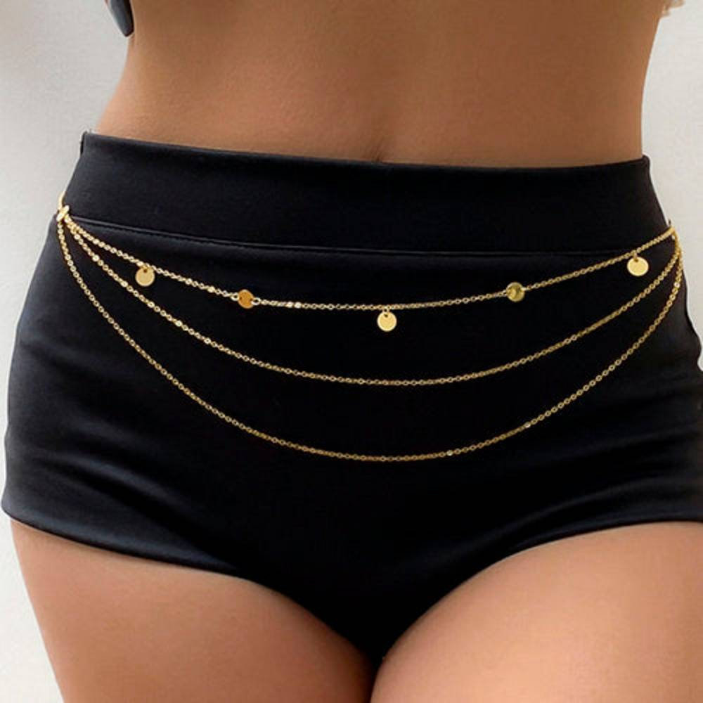 Gold Belly Chain | Twist Waist Chain | Wave Style Bikini Chain