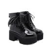 Goth Ankle Boots: Unisex High Heels Patent Leather