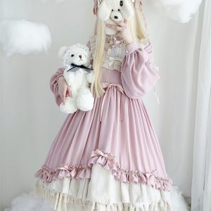 Goth Lolita Bowknot Dress with Ruffles