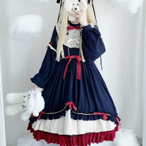 Goth Lolita Bowknot Dress with Ruffles