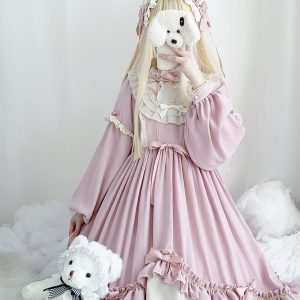 Goth Lolita Bowknot Dress with Ruffles