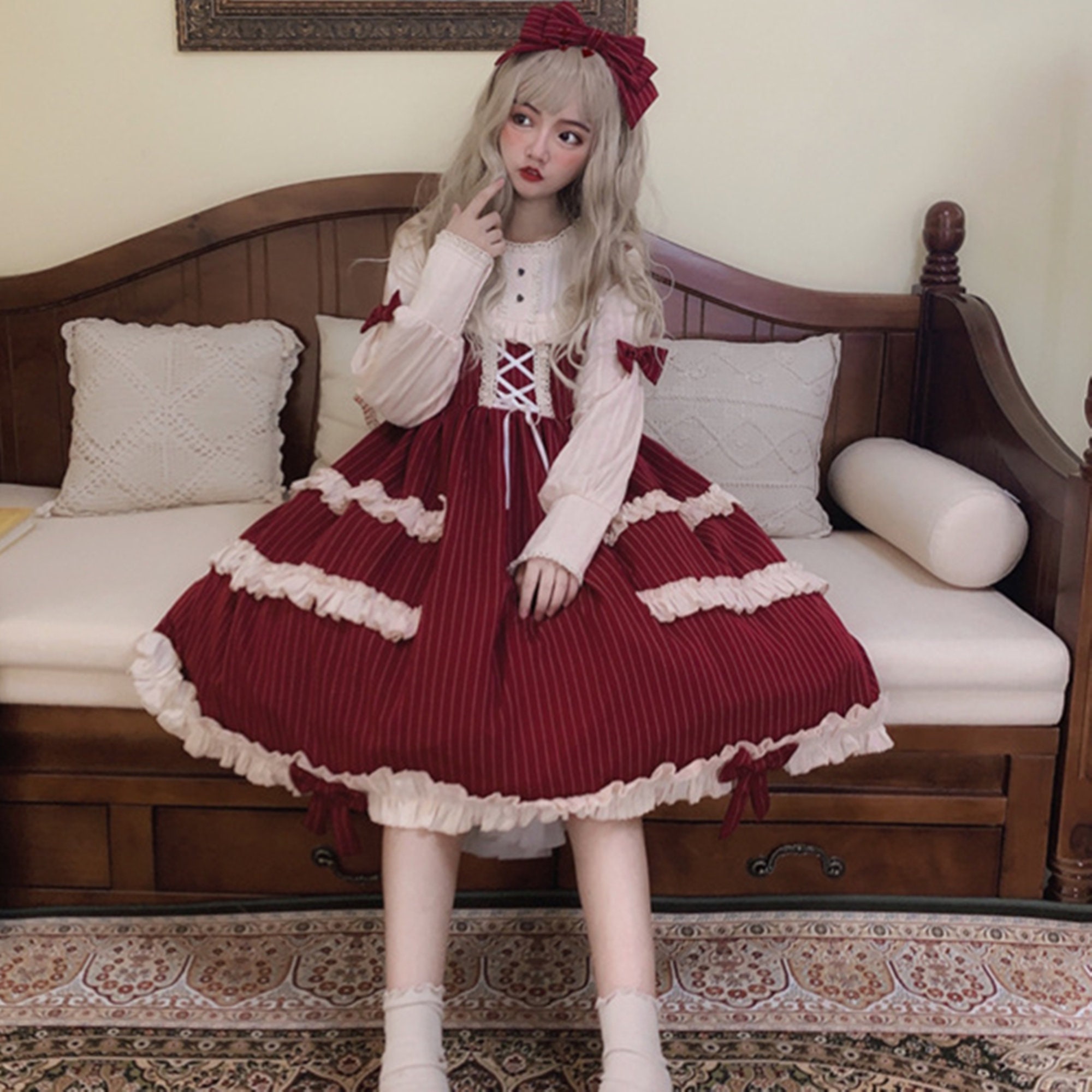 Goth Lolita Dress with Puff Sleeve - Y2K Fashion